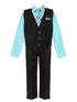 Rafael Baby Boys Blue Shirt Necktie Striped Pants Vest Suit 6-24M SophiasStyle.com
